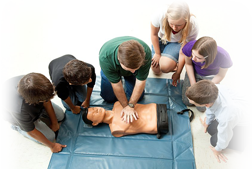 First Aid and CPR training Class Students