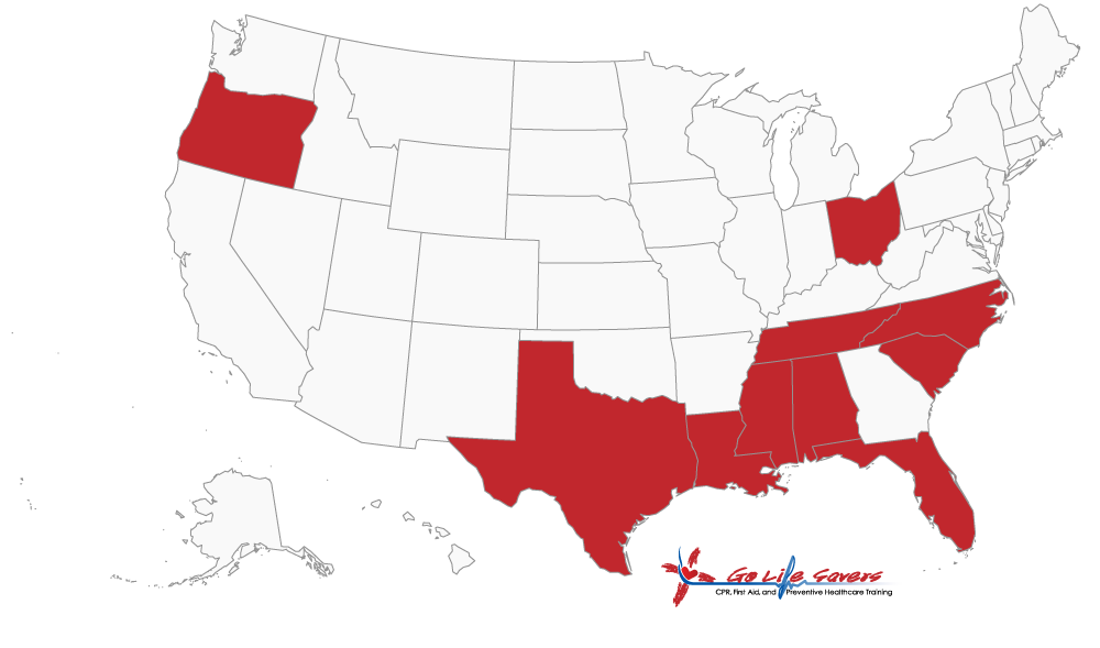 First Aid CPR and AED Training Location Map